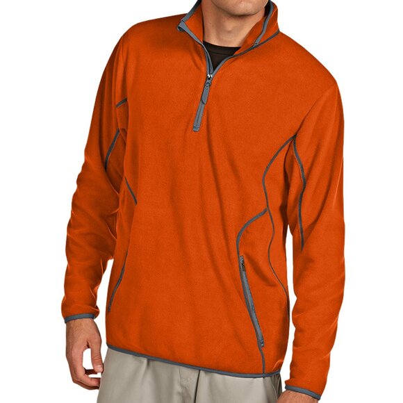 Antigua Orange Mock Collar Ice Quarter-Zip Soft Fleece Pullover Jacket Size L - Picture 1 of 11